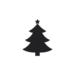 Fototapeta premium Silhouette of a christmas tree with a star on top against a white background scene