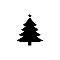Fototapeta premium A minimalist christmas tree icon in black silhouette with a star on top design element