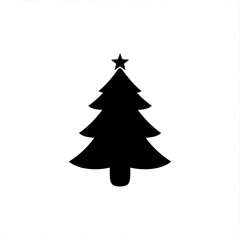 Fototapeta premium Silhouette of a christmas tree with a star on top against a white background