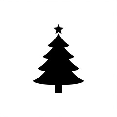 Fototapeta premium A christmas tree silhouette with a star on top isolated on a white background image