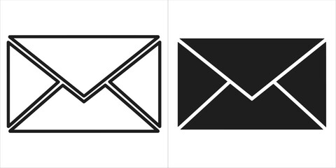 Envelope icon and symbol, outline and filled version