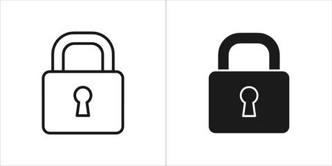 Set of two padlock icons, one outlined and one solid black