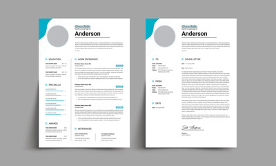 Clean Modern Resume and Cover Letter Template Professional Minimal CV Design