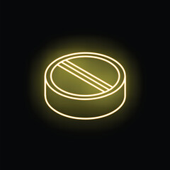 Bright yellow neon pill glowing against a dark background, perfect for topics of medicine, healthcare, and pharmaceuticals