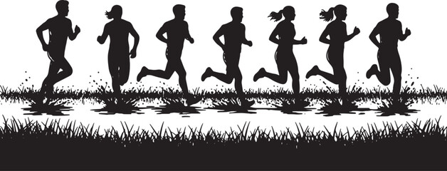 Cross-Country Race Runner Silhouettes © AADIL