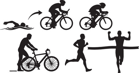 Obraz premium Triathlete Transition to Running Silhouette Pack