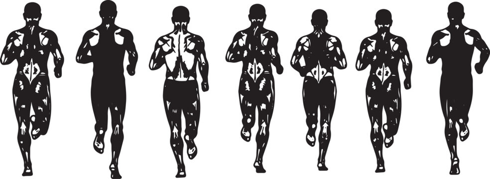 Runner Silhouettes from a Rear View Perspective
