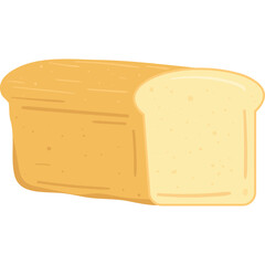 Golden Brown Loaf of Bread with a Slice Cut Out and Transparent Background Minimalist Style