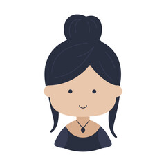 Cute female head with pretty fashion hairdo icon