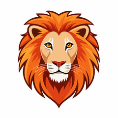 Fototapeta premium Stylized Lion Head Illustration with Orange Mane and Detailed Features.