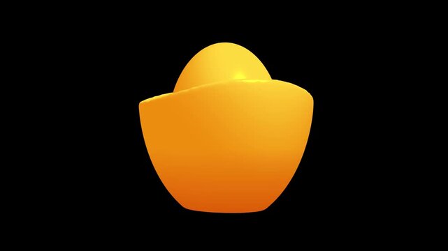 Chinese gold ingot yuan bao. Wealth, prosperity, fortune lucky success. Traditional Chinese New Year culture. 3d render animation available in FullHD and 4K video