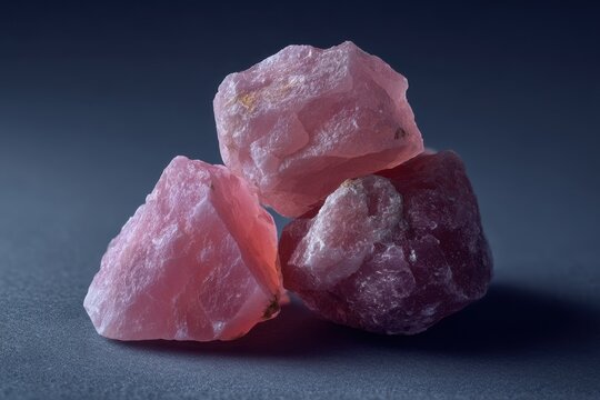 Raw poudretteite stones in soft pink tones
