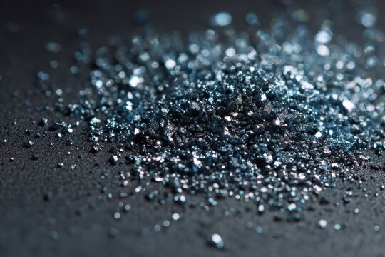 Rhodium metal granules scattered on dark background