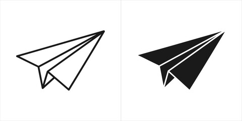 Outline and filled icon of a paper airplane