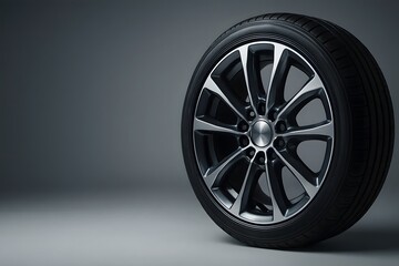 Obraz premium Car alloy wheel close-up for automotive advertising and product showcase