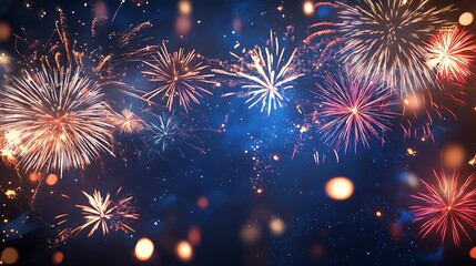 Naklejka premium Stunning fireworks display creating festive joy high resolution picture