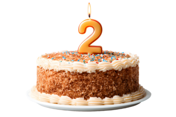 Birthday cake with candles-numbers transparent background for designers, marketers and IT professionals. Popular illustration, object, texture. Food, flowers, natural space for text. Positive.