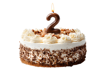 Birthday cake with candles-numbers transparent background for designers, marketers and IT professionals. Popular illustration, object, texture. Food, flowers, natural space for text. Positive.
