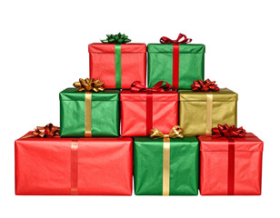 Fototapeta premium Festive Wrapped Present with Ribbon PNG