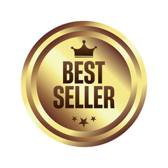 Best Seller Gold Badge with Crown Icon - Premium Vector Star Award Label, best price label, best choice label