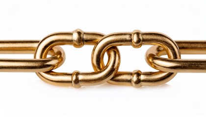 Obraz premium textured gold chain with interlocking links isolated on white cutout background