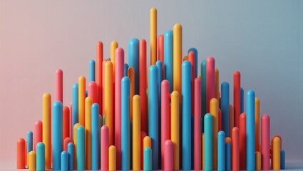 Vibrant bars in playful arrangement resembling a data graph