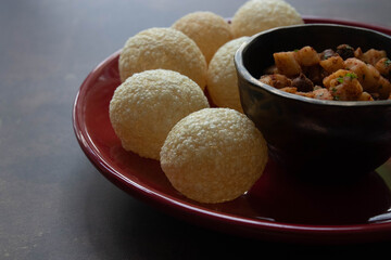 traditional Indian Appetizer , Crispy Pani Puri with Spiced Filling