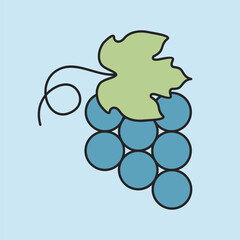 Grapes Fruit Bunch Line Art Icon