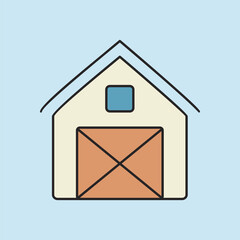 Rustic Farm Barn Building Outline Icon