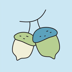Two Acorns Autumn Harvest Vector