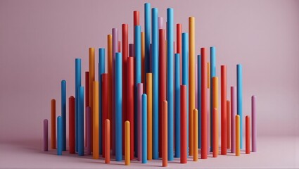 Vibrant bars in playful arrangement resembling a data graph