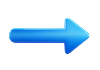 A blue arrow pointing to the right isolated on transparent background