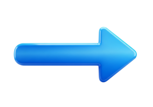 A blue arrow pointing to the right isolated on transparent background