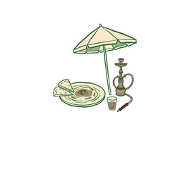 Hummus and Pita Bread Drawing. Traditional Middle Eastern Food. Arabic Food Illustration Collection. Arabic Cuisine Vector Illustration. Restaurant Menu Graphic Art.