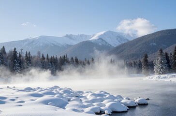 snow covered mountains