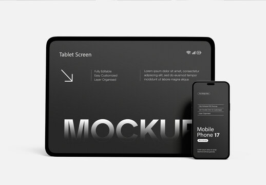 Tablet Screen with Phone Mockup
