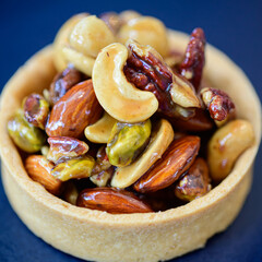 mixed nut tart in the coffee shop