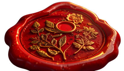Vintage Wax Seal Stamps with Botanical Floral Patterns, Cut-Out PNG