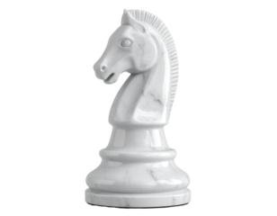  Single White Chess Knight Piece Strategic Symbol transparent background.