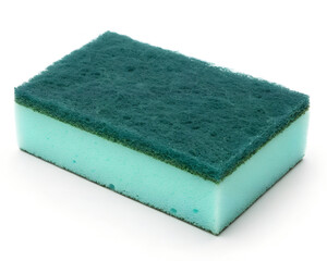 dual layer green cleaning sponge isolated  