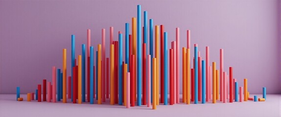 Vibrant bars in playful arrangement resembling a data graph