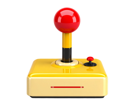  Vintage Gaming Joystick 1980s Arcade Controller transparent background.