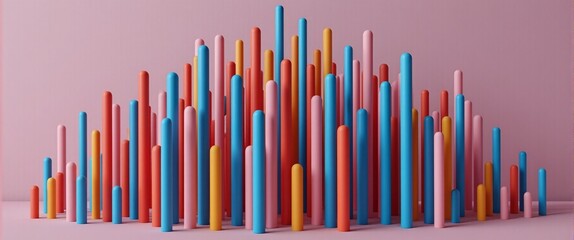 Vibrant bars in playful arrangement resembling a data graph