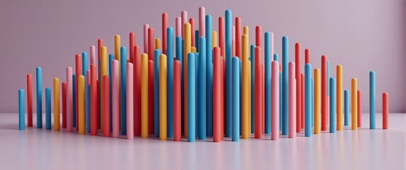 Vibrant bars in playful arrangement resembling a data graph