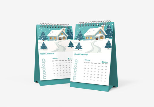 Vertical Desk Calendar Mockup