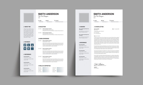 Modern Minimalist Resume and Cover Letter Template Professional Editable CV Design