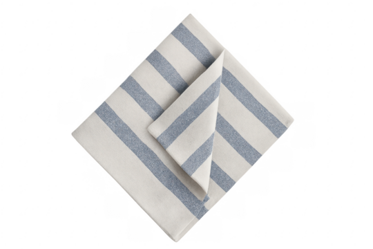 Folded blue and white striped fabric napkin - Powered by Adobe