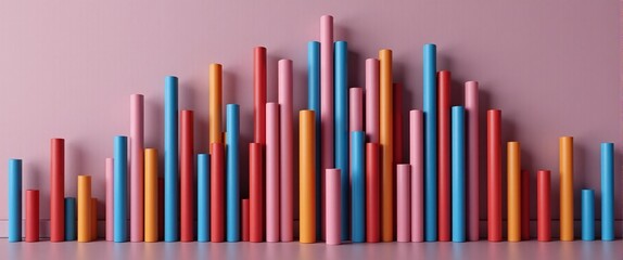 Vibrant bars in playful arrangement resembling a data graph