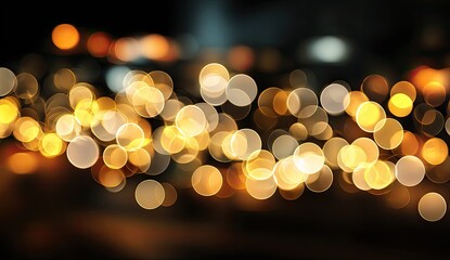 Blurred golden and orange circles of light against a dark background