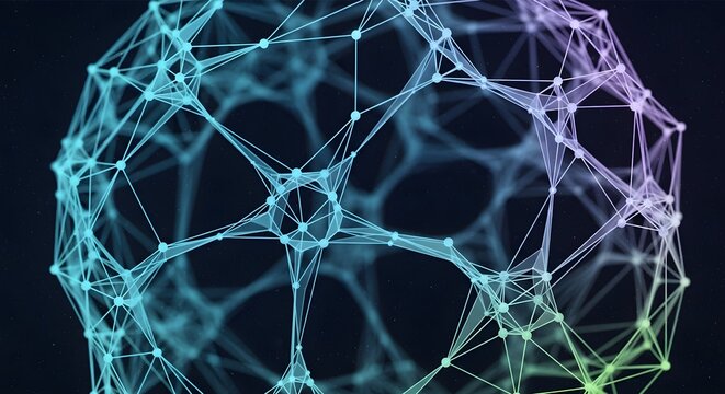Abstract Network Sphere Connection Communication Data Mesh Complex Digital Polygonal Globe Backdrop Futuristic Tech Structure Artificial Intelligence Technology Background